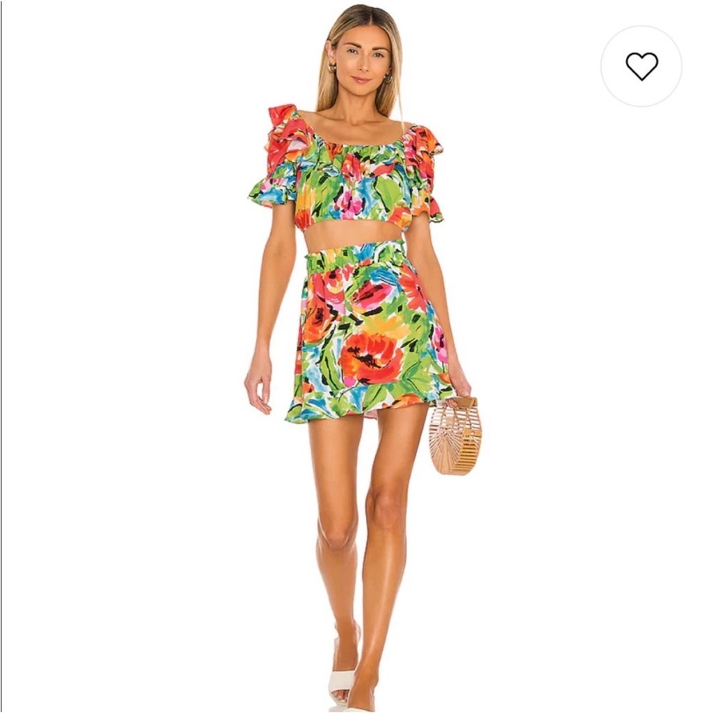 Show me your mumu
Floral Ruffle Crop Top and Skirt Set